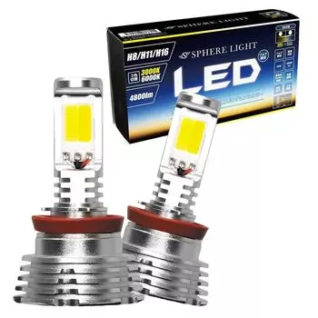 Сферическая лампа H8 H11 H16, светодиодная противотуманная фара, 2-цветная, переключение 6000K 3000K, совместимая с техосмотром транспортного средства, 4800 лм, 12 В, без вентилятора, простая установка, низкий уровень шума