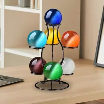 Сферическая металлическая витрина 7 искусственный хрустальный шар декоративный стеклянный шар удачи глобус камень шоу-держатель S чёрный