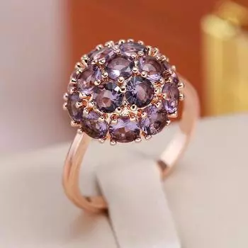 Сферические геометрические кольца с фиолетовым цирконом для женщин, модные индивидуальные ювелирные изделия, вечерние сверкающие аксессуары 7 фиолетовый