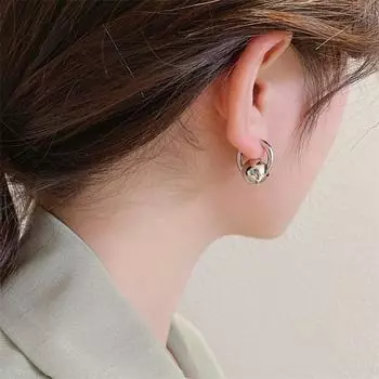 Сферические женские украшения Женские серьги Серьги в корейском стиле Круглые серьги-шарики Серьги-кольца золотой