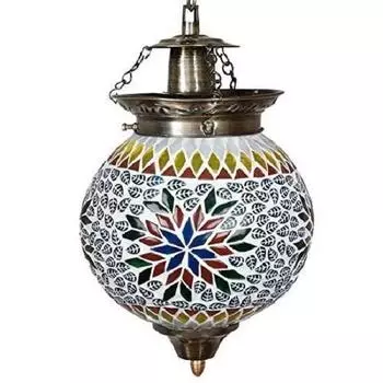 Сферический стеклянный подвесной светильник для гостиной и домашнего декора турецкий светильник (Многоцветный, лампочка в комплект не входит)