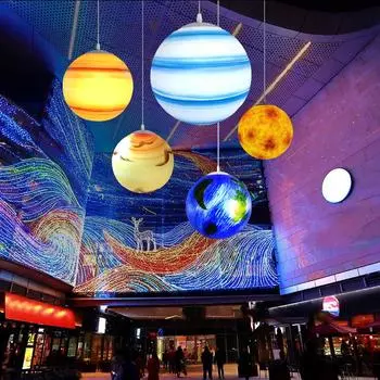 Сферический светильник в стиле минимализма «Планета» в скандинавском стиле, подвесное освещение для выставок в вестибюле, светодиодный подвесной светильник для кафе и ресторанов, декор для дома Dia 20cm