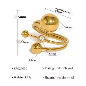 Сферическое кольцо из нержавеющей стали, геометрическая индивидуальность, преувеличенное кольцо из титановой стали, ветер