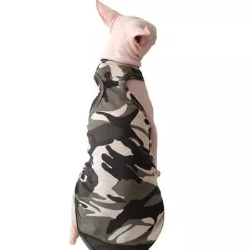 Сфинкс, голая кошка, Девон, одежда для домашних животных, камуфляжный хлопковый жилет Raca Racer, летний тонкий дышащий и освежающий XS