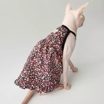 Сфинкс, голая кошка, немецкая одежда, летняя синяя юбка с высокой талией, хлопчатобумажная ткань, прохладная и удобная, дышащая. XS