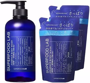 SFL Super Food Lab Essence Body Wash 1 Бутылка Refill Set of 2 Aroma Nice Smell Pulse Heat Sensitive Skin Large Empty Mens