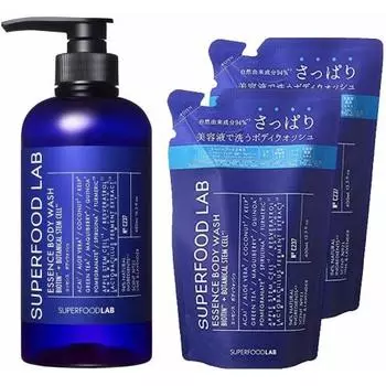 Sfl super food lab essence гель для душа 1 флакон сменный набор из 2 мужских ароматизаторов приятный запах потница чувствительная кожа большая емкость