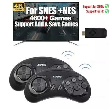 SG800 4K Game Stick Встроенная 688 игровая ТВ-консоль для видеоигр Мини-беспроводной геймпад Консоли для Sega, подарки для друзей и детей Package:12*7*10cm чёрный