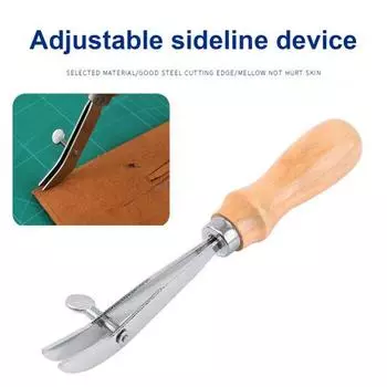 Сгибатель для кромок, регулируемый интервал, сделай сам, с деревянной ручкой, для вышивания из искусственной кожи, для швейного цеха серебряный