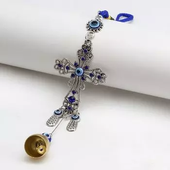 Сглаз, автоаксессуары, амулет, сглаз, автомобильные украшения, крест, подвеска, авто кулон, автомобильный брелок синий