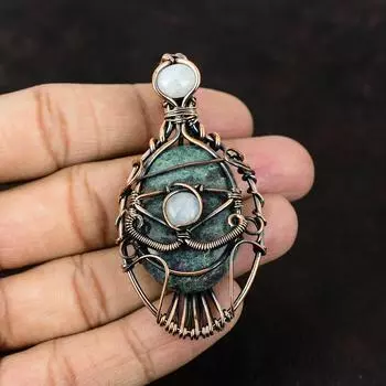 Сглаз Рубин Синий Кианит Медная Проволока Обернутый Подвеска Ювелирные Изделия Из Драгоценных Камней Лунный Камень Дизайнерские Ювелирные Изделия Ручной Работы Ювелирные Изделия Сглаза Подарок Для Него