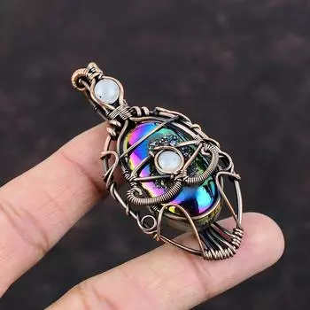 Сглаз Титановые Друзы Кулон Медная Проволока Кулон Ручной Работы Сглаз Медные Ювелирные Изделия Подвеска С Драгоценным Камнем Проволочные Ювелирные Изделия