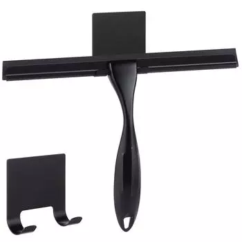 Сгон для душа, 10-дюймовый скребок для мытья окон из нержавеющей стали с крючком (черный) чёрный