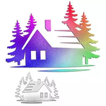 Шаблон дизайна кабины в лесу, металлические трафареты, сделай сам, скрапбукинг, тиснение, трафарет, бумага, шаблон для альбома серебряный