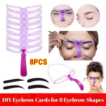 Шаблон для бровей Инструмент для бровей Легко освоить Карта для бровей для начинающих Полный набор СПИД-скоростных бровей Ручной инструмент для макияжа для ленивых новичков 8 types of eyebrows