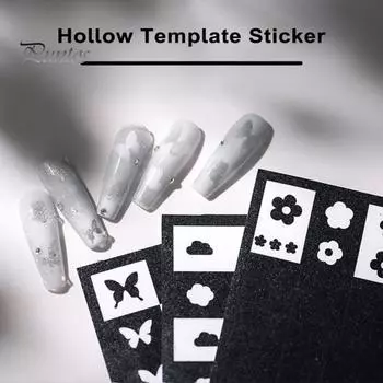 Шаблон для дизайна ногтей, креативное сердце, звезда, цветок, бабочка, трафарет, наклейки для ногтей, украшение, инструмент для маникюра «сделай сам», штамповка, спрей, вырез, шаблон наклейки для ногтей F