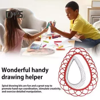 Шаблон для рисования спирального искусства, геометрическая линейка, шаблон спирального круга, трафарет спиральной кривой для художественных промыслов «сделай сам», эскиз для студентов и детей красный