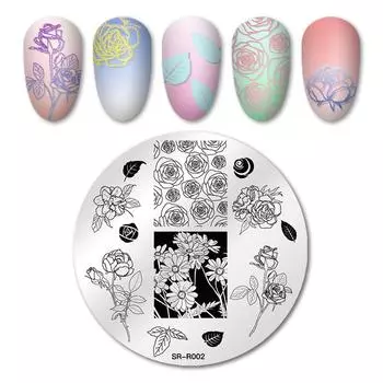 Шаблон для штамповки ногтей. Дизайн дизайна ногтей. Пластина с изображением 02.
