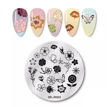 Шаблон для штамповки ногтей. Дизайн дизайна ногтей. Пластина с изображением 03.