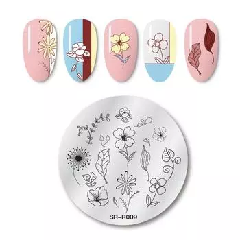 Шаблон для штамповки ногтей. Украшение для ногтей. Дизайн изображения. Пластина 08.