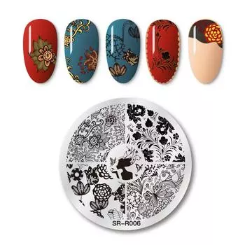 Шаблон для штамповки ногтей. Украшение для ногтей. Дизайн изображения. Пластина 06.