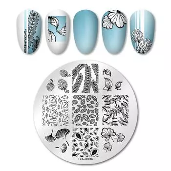 Шаблон для штамповки ногтей. Украшение для ногтей. Дизайн изображения. Пластина 04.