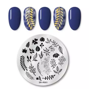 Шаблон для штамповки ногтей. Украшение для ногтей. Дизайн изображения. Пластина 01.