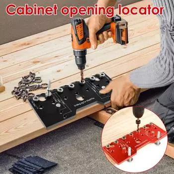 Шаблон для сверления штифтов полки 1/4 дюйма из алюминиевого сплава Шаблон для точного монтажа шкафа Прямой шаблон для деревообработки красный