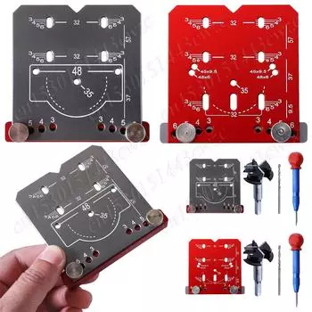Шаблон для установки скрытой петли 35 мм, шаблон для открывания отверстий, пластина для позиционирования петли, регулируемый край 3–6 мм, шаблон для установки петли чёрный