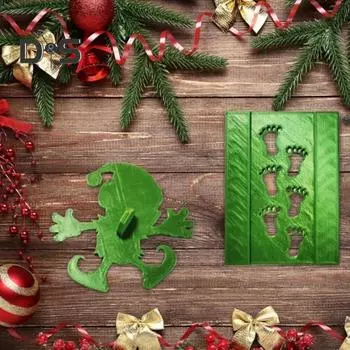 Шаблон гнома, рождественский пластиковый трафарет для отпечатков ног, шаблоны силуэтов эльфа для праздничного оформления оконных стеклянных стен темно-оранжевого