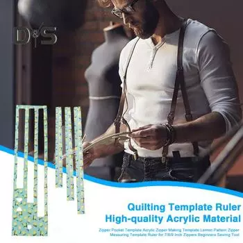 Шаблон кармана на молнии Шаблон для изготовления акриловой молнии Шаблон для измерения молнии с узором «Линейка» для молний 7/8/9 дюймов Инструмент для шитья для начинающих 1 Set