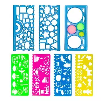 Шаблон линейки, набор из 7 предметов, чертежная линейка, чертежная линейка для учеников начальной школы, детей, рисующих, многофункциональная