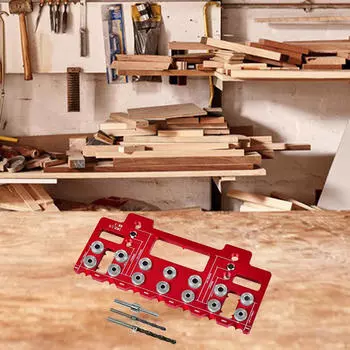 Шаблон направляющей для сверления, приспособление для полки, 1/4, 5 мм, штамповка для мебели для мастерских красный