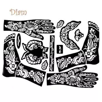 Шаблоны татуировок Diahy, трафареты для татуировок хной для рук и ног для аэрографии, декор для тела Mehndi