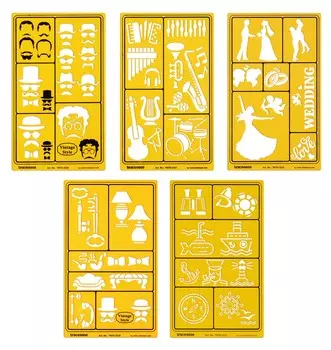 Шаблоны Traceease Multi-Pattern DIY Craft Art Drawing для средиземноморского, винтажного и свадебного силуэта, 5 Pack of 5 жёлтый