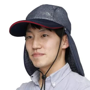 SHABO 2WAY Кепка со съемной накидкой для защиты от жары легкая теплозащитная шапка Ryoka-chan stroke, (Размер M, темно-синий) тёмно-синий