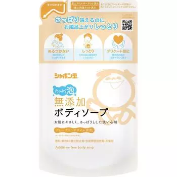 Shabondama Мыло для тела без добавок - Полная пена - Сменный блок 470 мл Тип пены После мытья тщательно прополоскать. Если у вас чувствительная кожа или вы обеспокоены