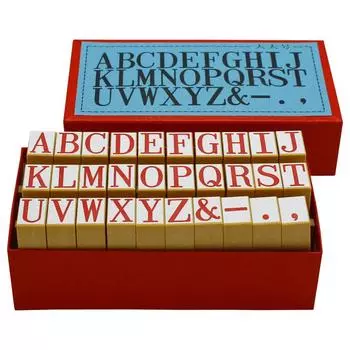 Shachihata TEA-04 Rubber Stamp with Handle, Alphabet Set, Large No. Stamp, 0.7 x 0.5 inches (19 x 12.5 mm)