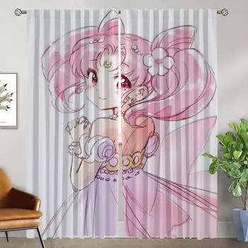 Shades Chibiusa Halloween Decoration Curtains for Bedroom Window Curtain for Room 2 Panel Home Interior Curtains Partition Child W50xH70cmx2pcs-CL