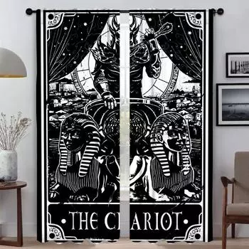 Shades Deadly Tarot The Sun Tin Sign Kitchen Curtains 2 Pieces Curtains Child Room Halloween Decoration Partition Window Curtain W50xH70cmx2pcs-CL