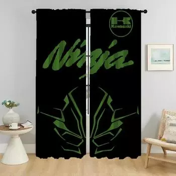 Shades Kawasakies Tulle for Bedroom Blackout Curtains for Living Room Home Interior Curtains 2 Pieces Window Curtain Partition W50xH70cmx2pcs-CL