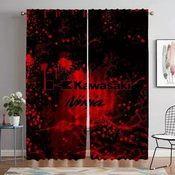 Shades Kawasakis Anti-mosquito Curtains for Living Room Partition Window Curtain for Room 2 Panel Home Interior Curtains Kitchen W50xH70cmx2pcs-CL