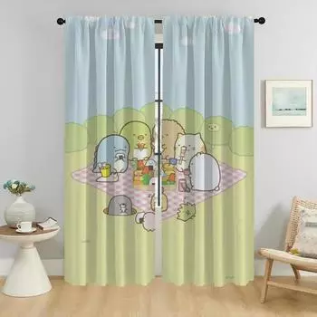 Shades Sumikko Gurashi Anti-mosquito Curtains 2 Pieces Blackout Curtain for Room 2 Panel Home Interior Curtains Partition Living W50xH70cmx2pcs-CL