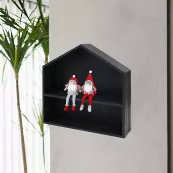 Shadow Box Display Shelf Figure Holder 2 Layer Accessories Rustic Multifunctional Wall Storage Rack чёрный