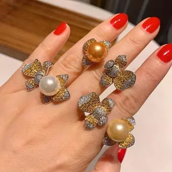 Шагните в простое кольцо с жемчугом Ao Fritillary, женское красочное сокровище, ретро-кольцо, ювелирные изделия