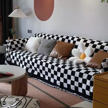 Шахматная доска, клетчатое диванное полотенце, тканевый чехол для дивана, универсальные наборы «все включено», универсальная нескользящая противообрастающая подушка для четырех сезонов 180*130cm