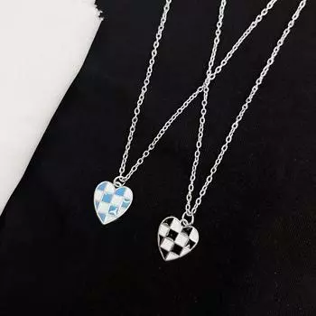 Шахматная клетчатая подвеска «Любовь» для девушки, милое крутое ожерелье в стиле чёрный