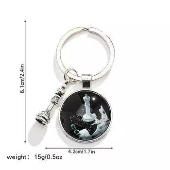 Шахматный брелок шахматная доска шахматная фигура стеклянный купол брелок для автомобиля кольцо подарок любителям шахмат металлический брелок кулон 05