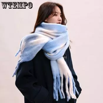 Шахматный клетчатый шарф для студенток, черно-белый клетчатый корейский вариант, универсальный шарф на осень и зиму