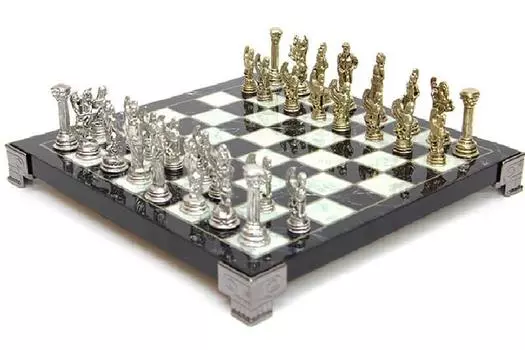 Шахматный мраморный стол L